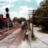 View from the East Stroudsburg Railroad Tower, looking north. Shows the pipeline which operated the switches and semaphore signals. (photo courtesy of Monroe County Historical Association)